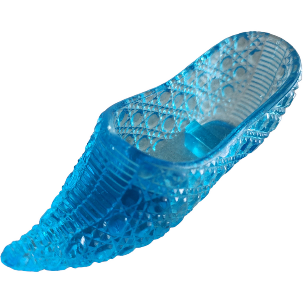 EAPG Aqua Blue Glass Victorian Slipper Vase