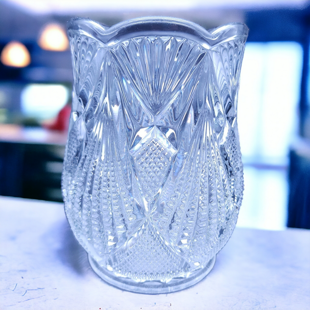 EAPG Duncan & Miller Grated Diamond & Sunburst Spooner  Celery Vase