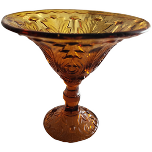 Early American Pattern Glass EAPG Amber Peanut Compote Dish