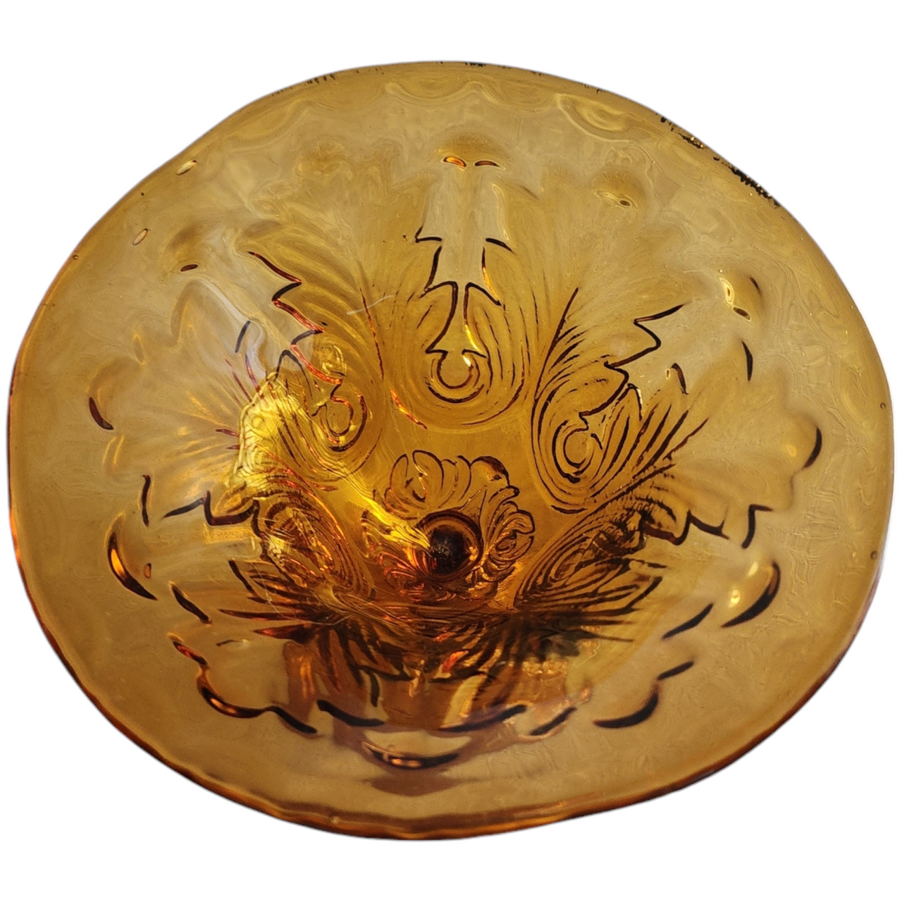 Early American Pattern Glass EAPG Amber Peanut Compote Dish