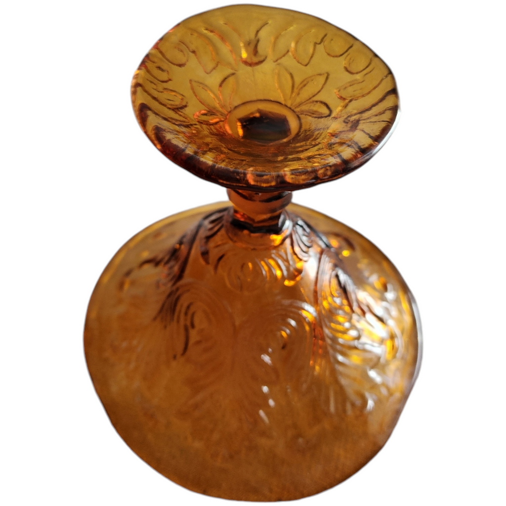 Early American Pattern Glass EAPG Amber Peanut Compote Dish