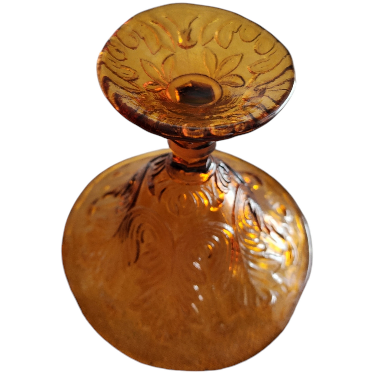 Early American Pattern Glass EAPG Amber Peanut Compote Dish