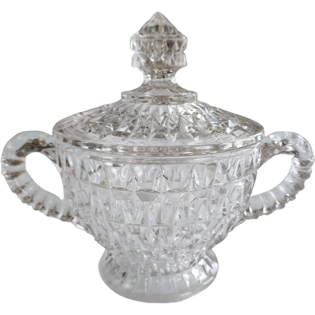 Early American Pattern Glass Victorian Oversize Sugar Bowl & Lid