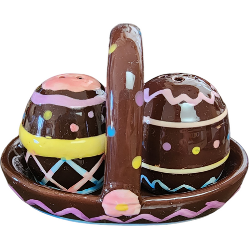 Easter Eggs in Basket Ceramic Unique Salt & Pepper Shakers Japan