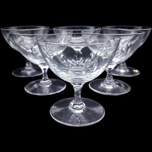 Easterling Marquise Cut Crystal Champagne Coupe  Tall Sherbet Glasses Set of 6