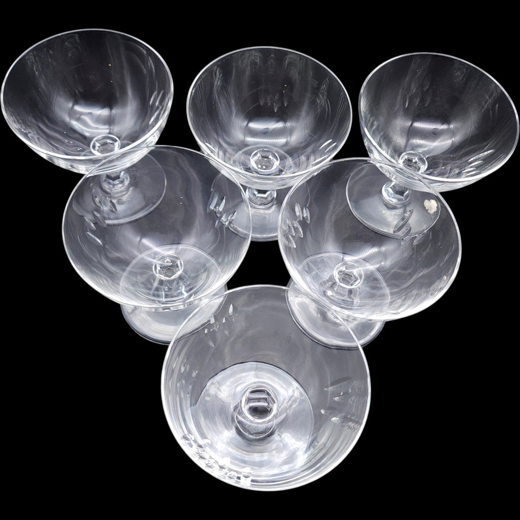 Easterling Marquise Cut Crystal Champagne Coupe  Tall Sherbet Glasses Set of 6