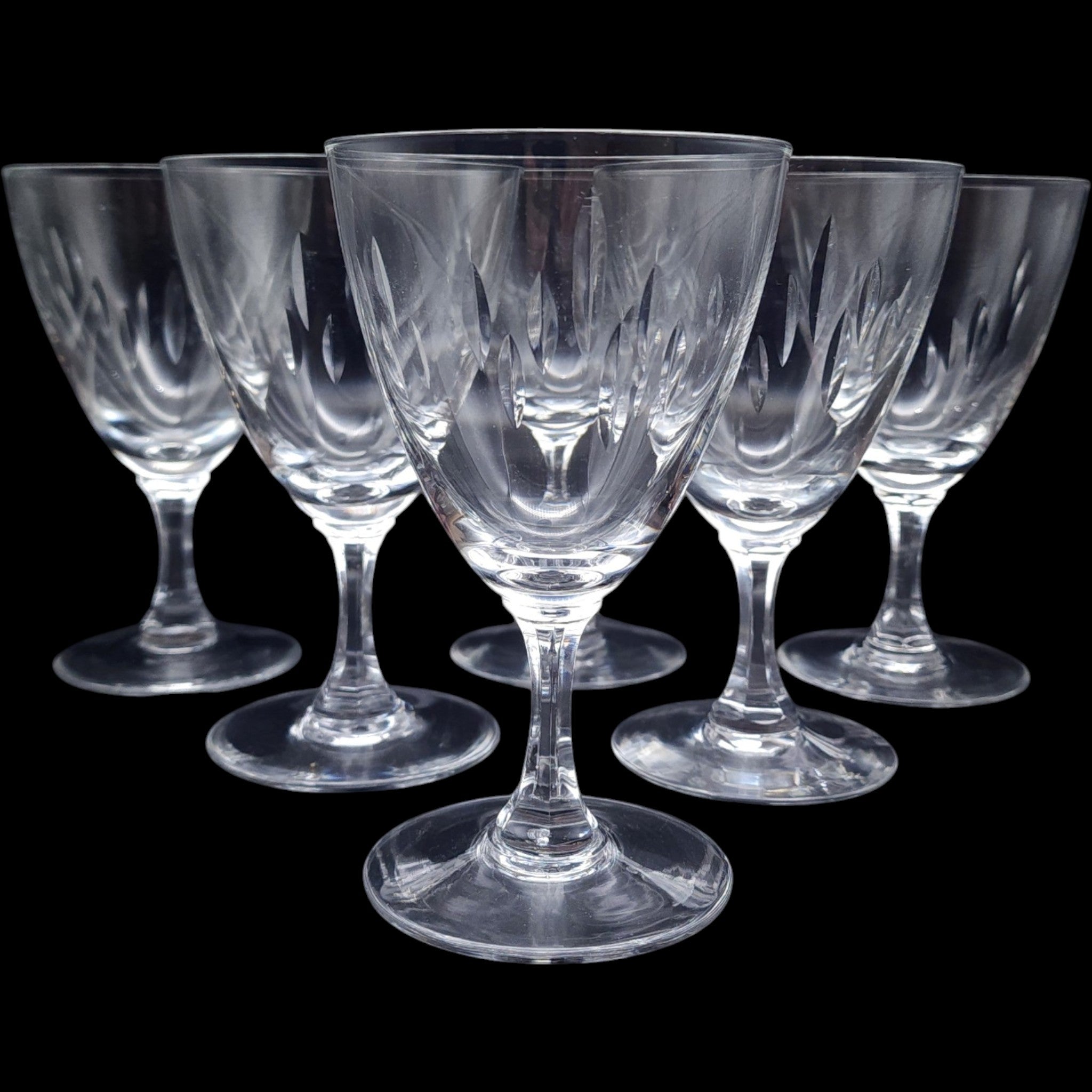 Easterling Marquise Cut Crystal Water Goblets Set of 6