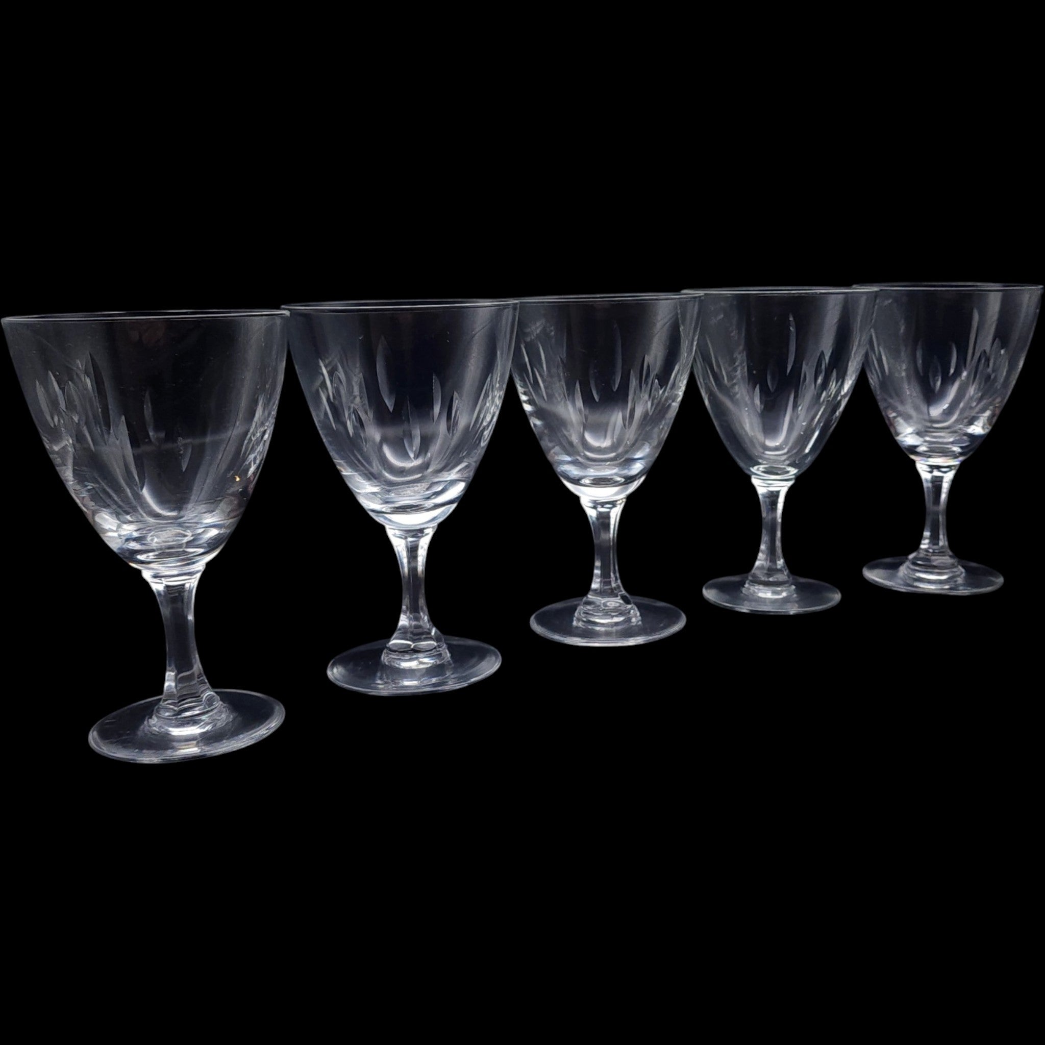 Easterling Marquise Cut Crystal Wine Glasses Set of 5