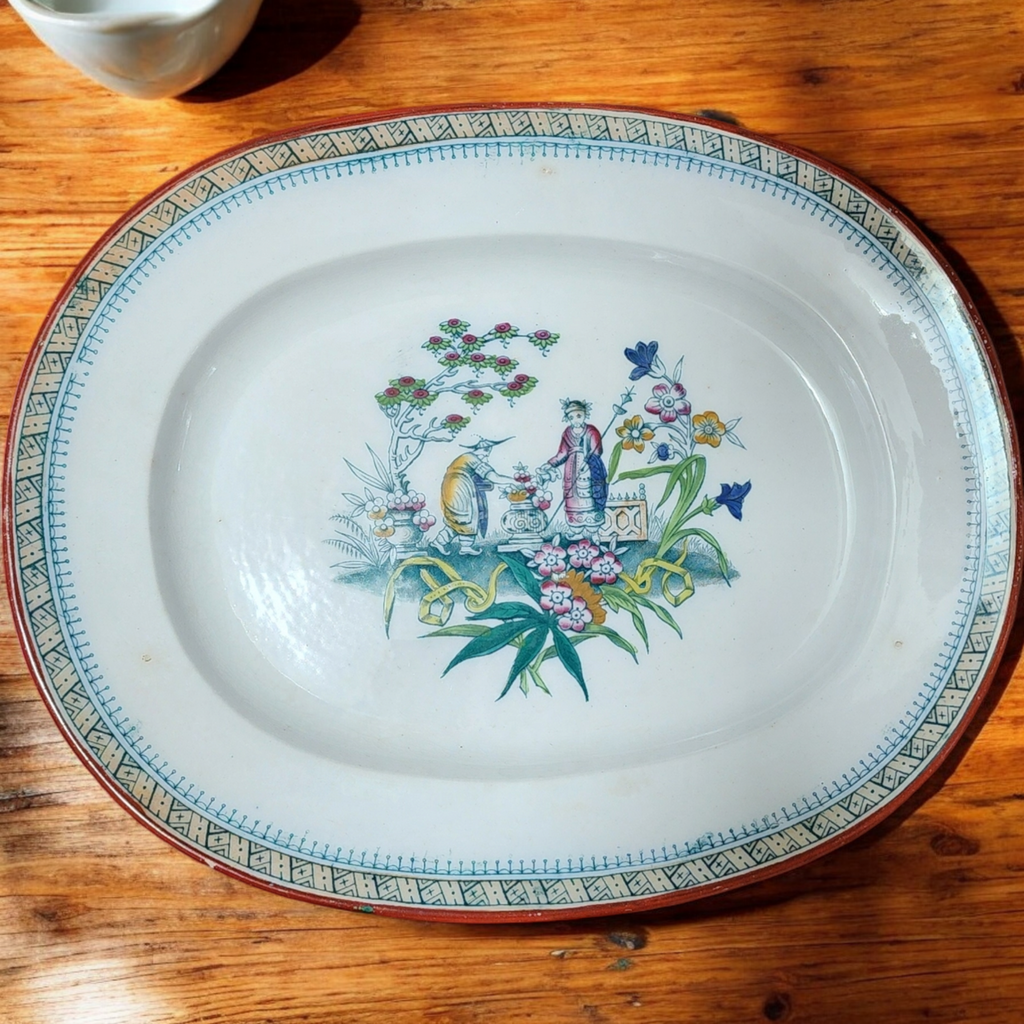 Edge Malkin & Co Chang White Chinoiserie Platter Serving Tray