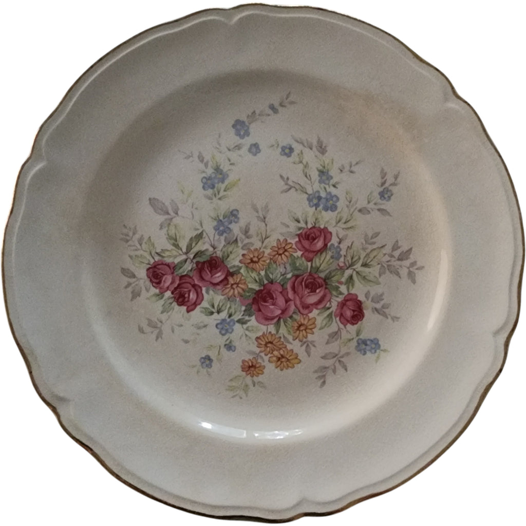 Edwin M. Knowles Semi-Vitreous Floral Luncheon Plates Set of 4