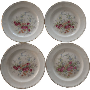 Edwin M. Knowles Semi-Vitreous Floral Luncheon Plates Set of 4