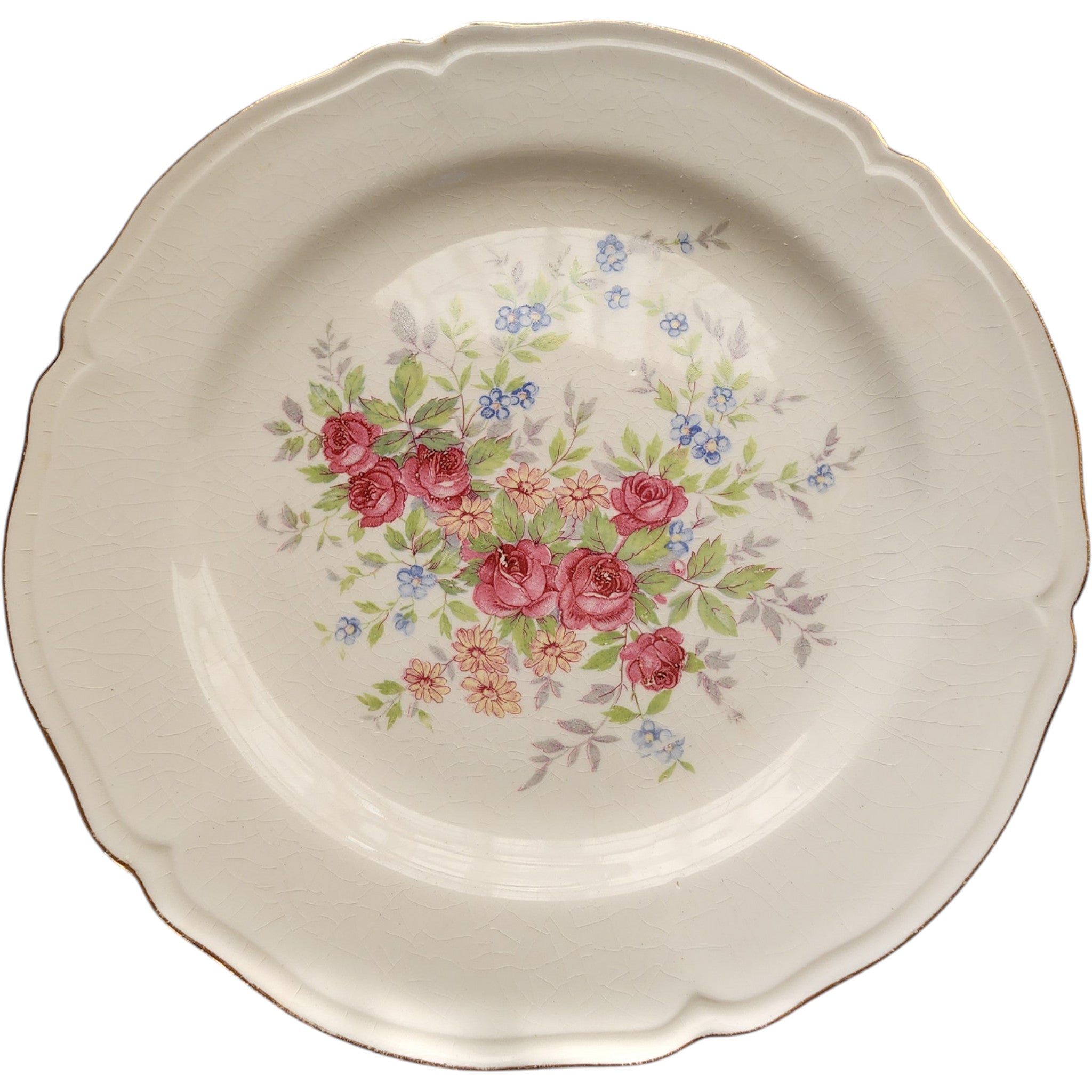 Edwin M. Knowles Semi-Vitreous Floral Salad/Dessert Plates Set of 4