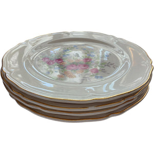 Edwin M. Knowles Semi-Vitreous Floral Salad/Dessert Plates Set of 4