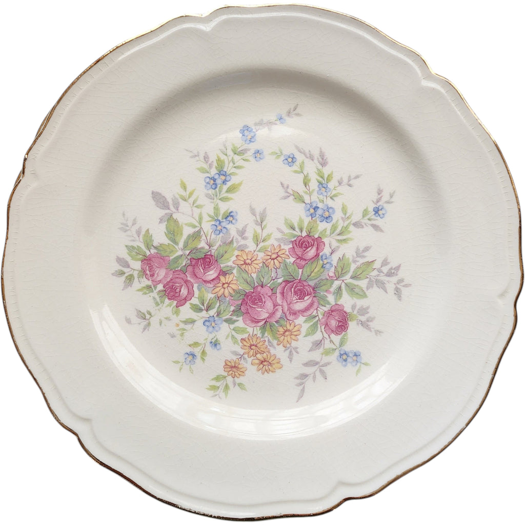 Edwin M. Knowles Semi-Vitreous Floral Salad/Dessert Plates Set of 4