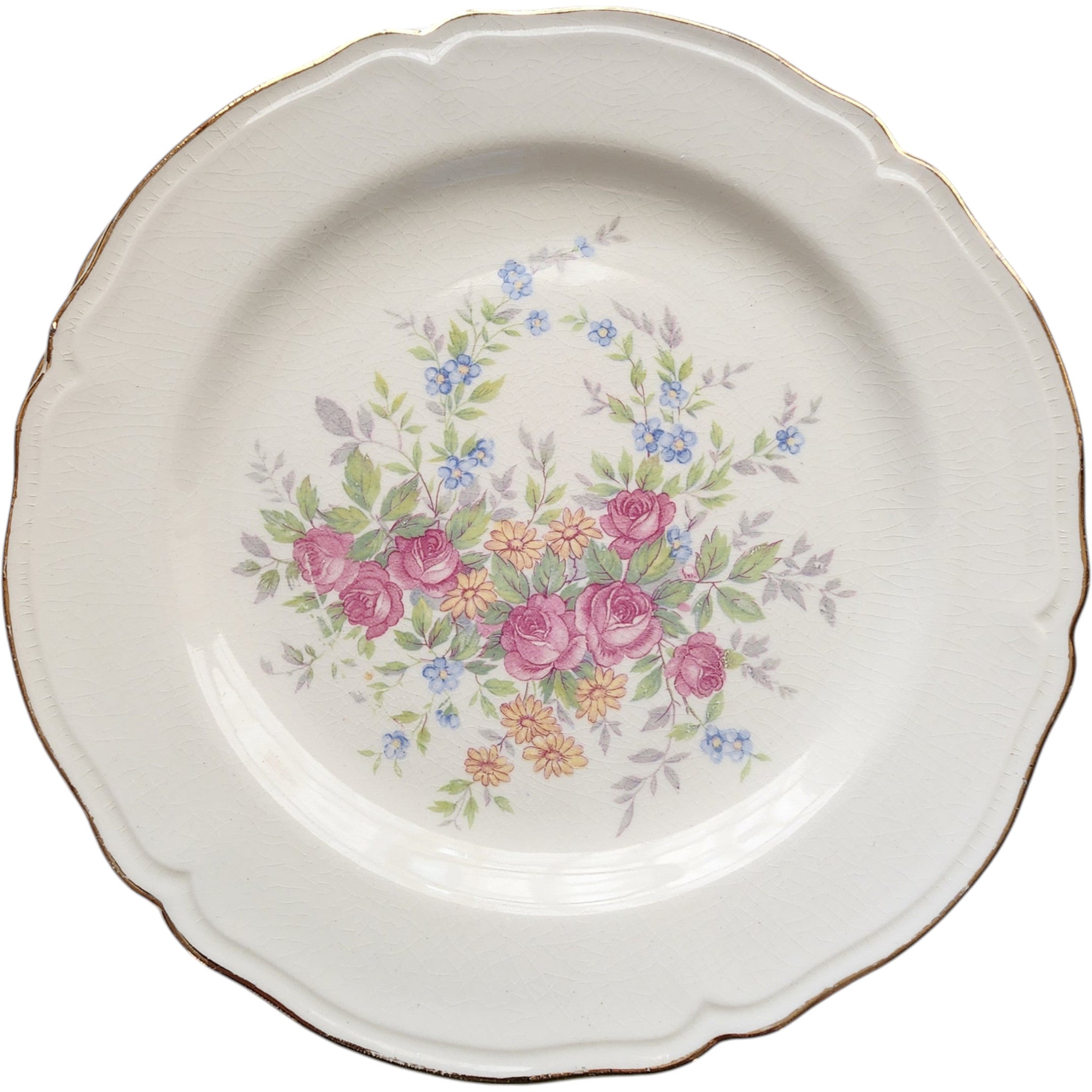 Edwin M. Knowles Semi-Vitreous Floral Salad/Dessert Plates Set of 4