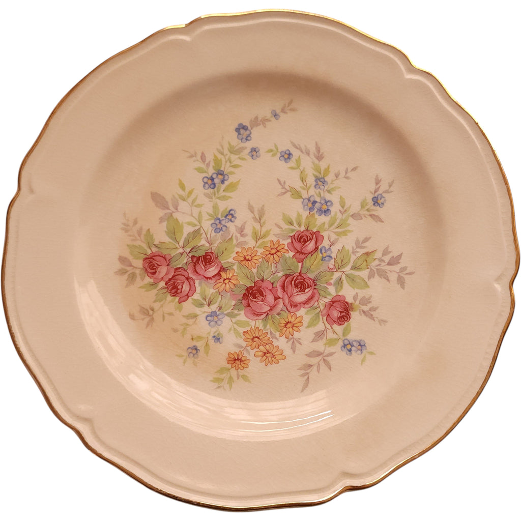 Edwin M. Knowles Semi-Vitreous Floral Salad/Dessert Plates Set of 4