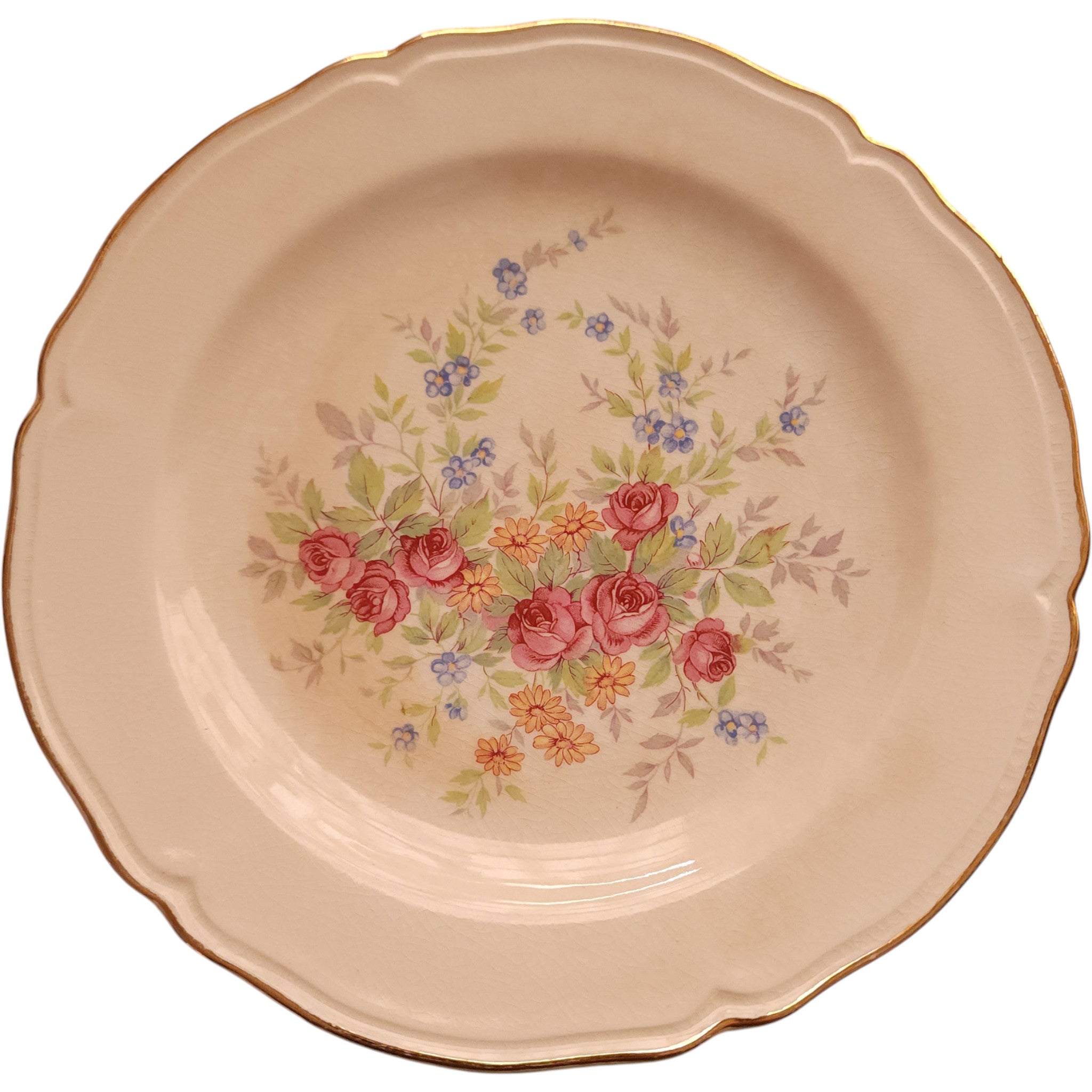 Edwin M. Knowles Semi-Vitreous Floral Salad/Dessert Plates Set of 4