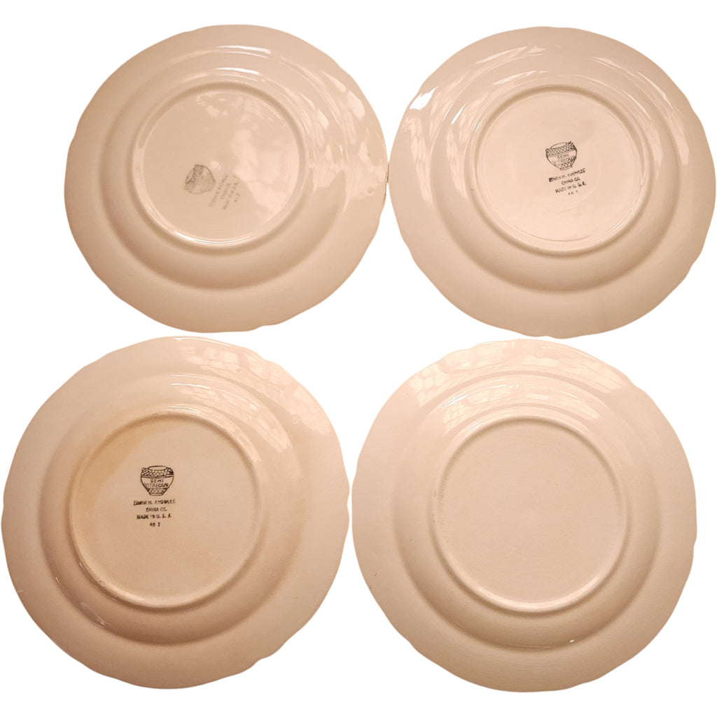 Edwin M. Knowles Semi-Vitreous Floral Salad/Dessert Plates Set of 4
