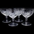 Vintage Rock Sharpe Etched Floral Low Sherbet Champagne Glasses Set of 4