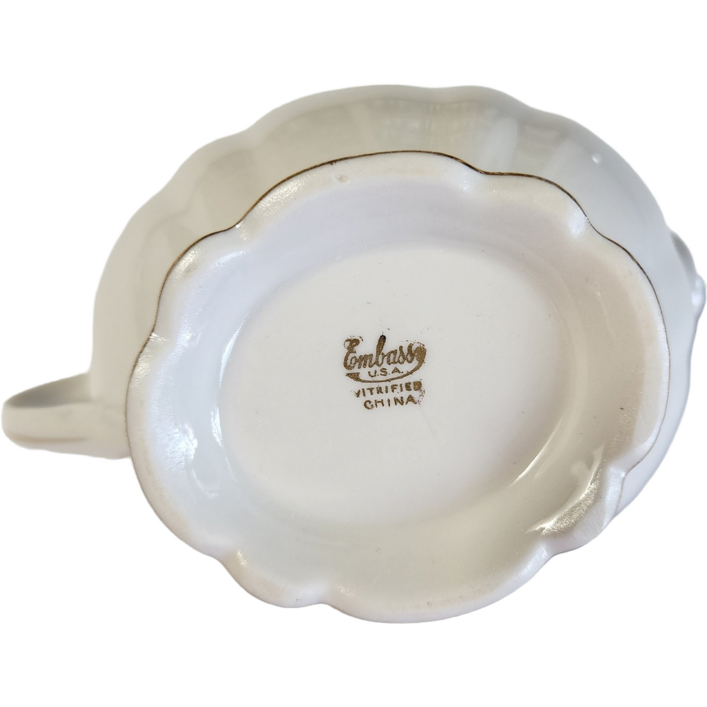 Embassy Vitrified China American Floral Center Cobalt Blue Band Gold Filigree Creamer