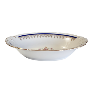 Embassy Vitrified China American Floral Center Cobalt Blue Band Gold Filigree  Oval Vegetable Bowl
