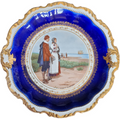Empire China Cobalt Blue Rim Scalloped Gold Trim Dinner Plate
