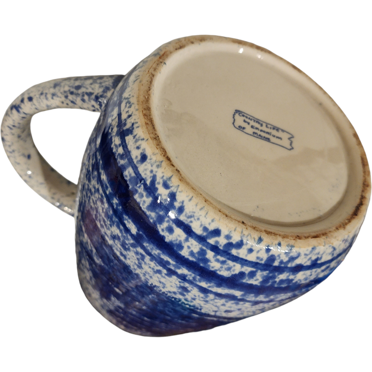 Emporium of Maine Country Life Blue Sponge Ware Pitcher