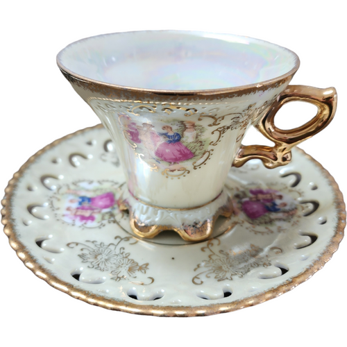 Enesco Iridescent Lusterware Cup & Saucer Set