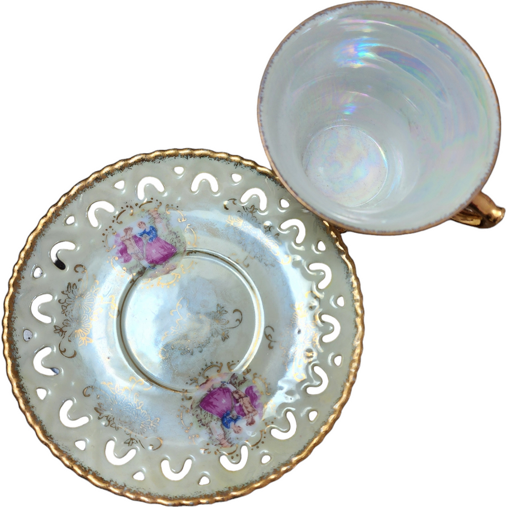 Enesco Iridescent Lusterware Cup & Saucer Set