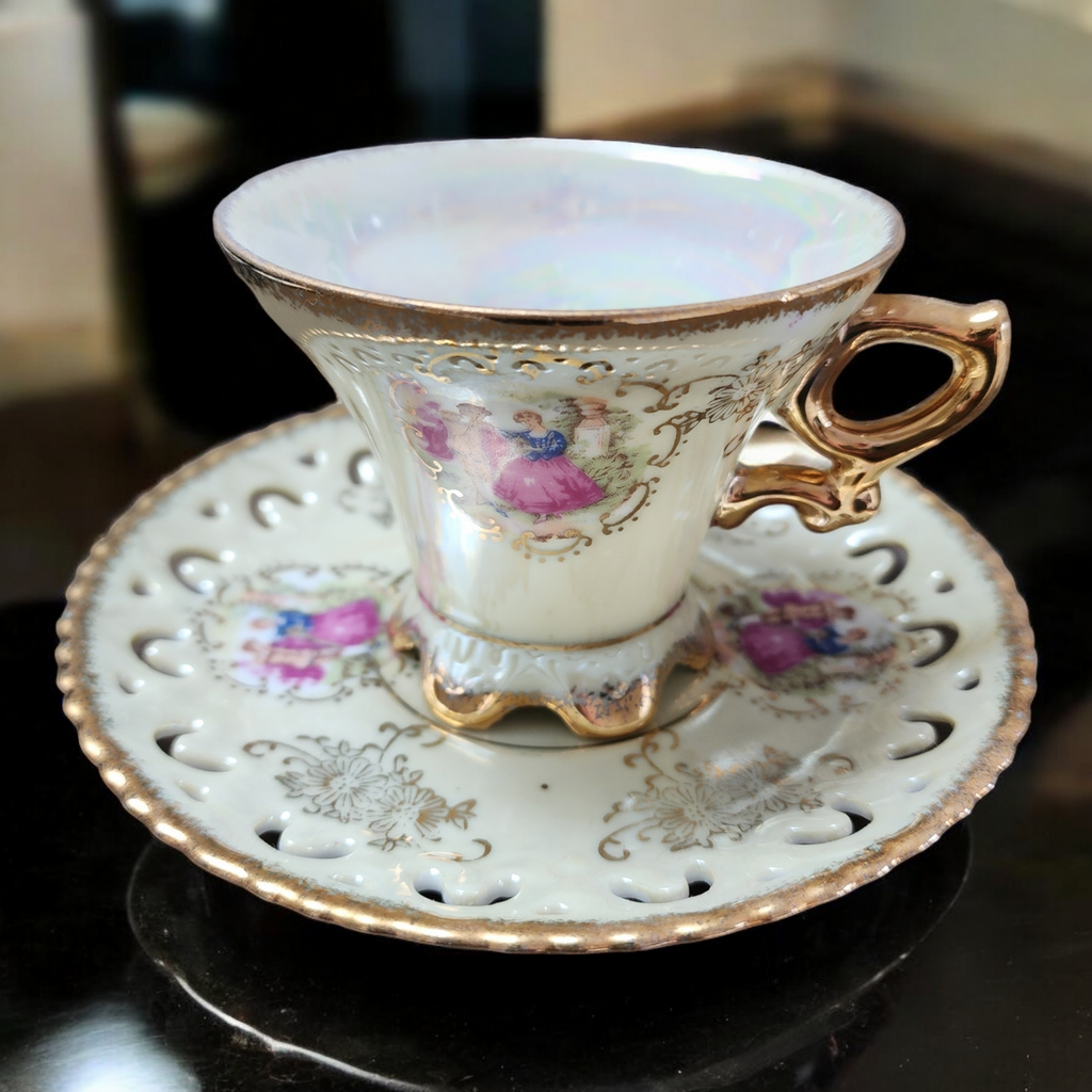 Enesco Iridescent Lusterware Cup & Saucer Set