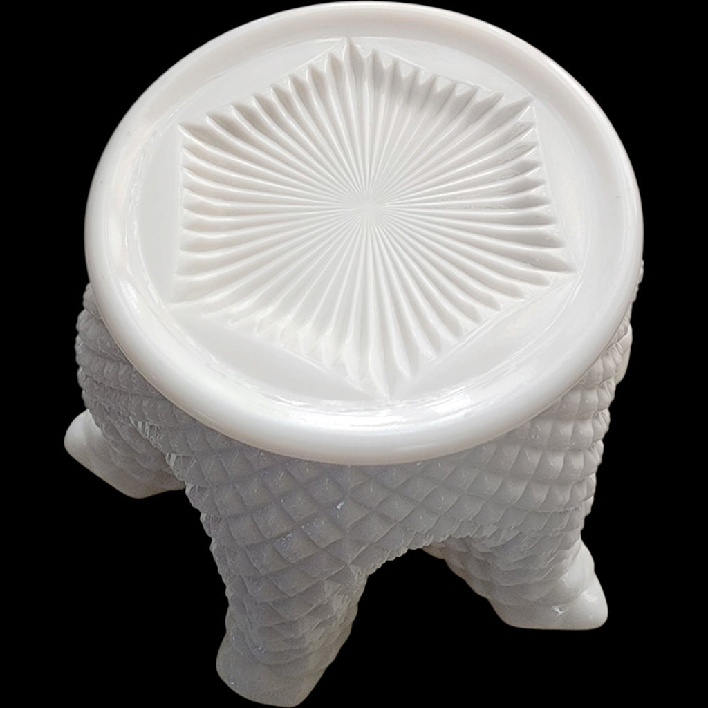 Westmoreland English Hobnail Milk Glass Round Base Crimped Bowl