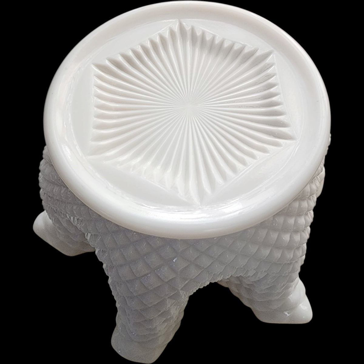 Westmoreland English Hobnail Milk Glass Round Base Crimped Bowl