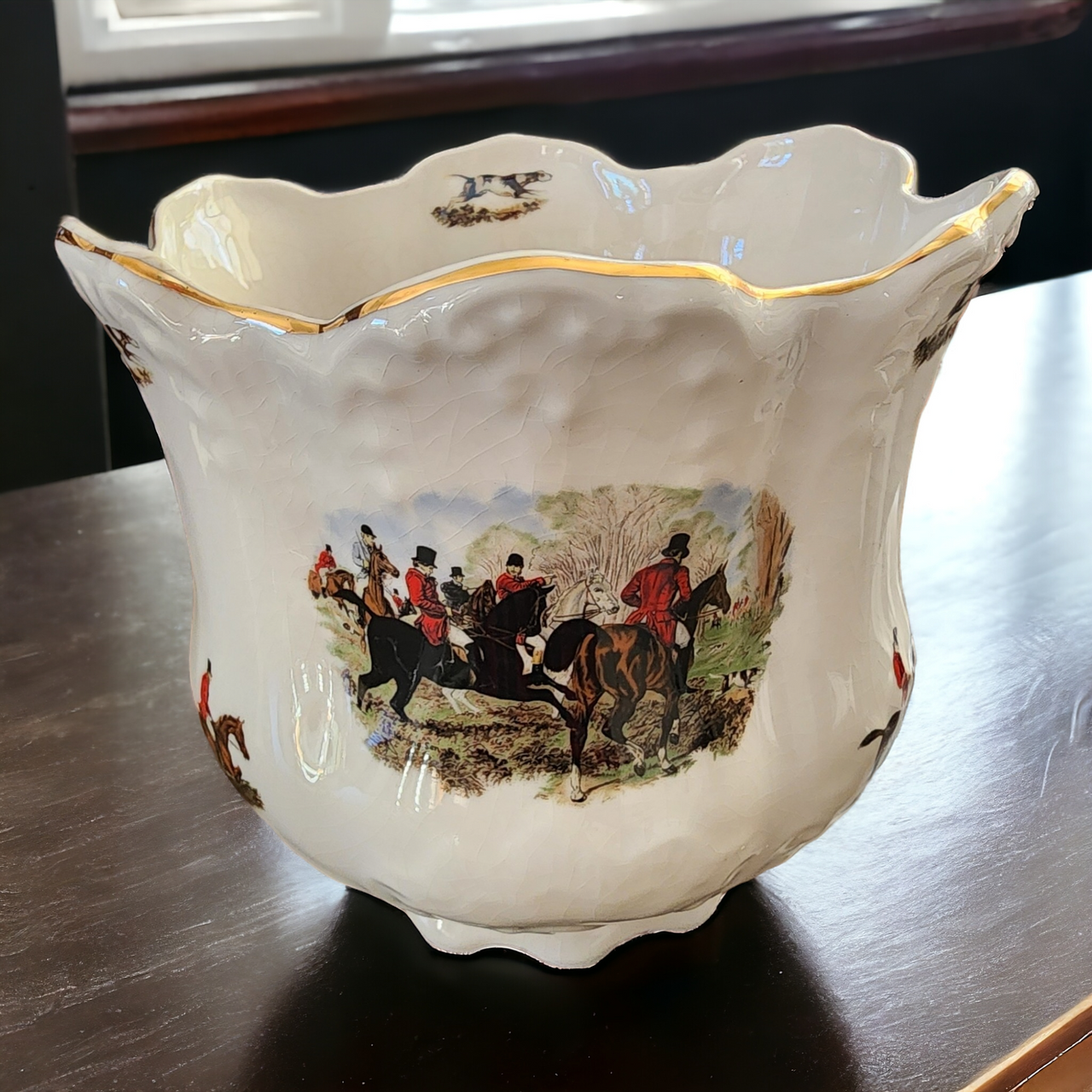 English Staffordshire Fine Earthenware The Hunt Planter Jardiniere