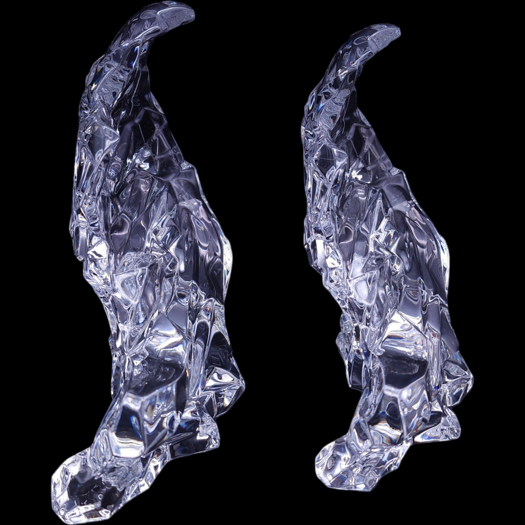 FM Heavy Weight Crystal Solid Wave Bookend Sculpture Set of 2 Portugal
