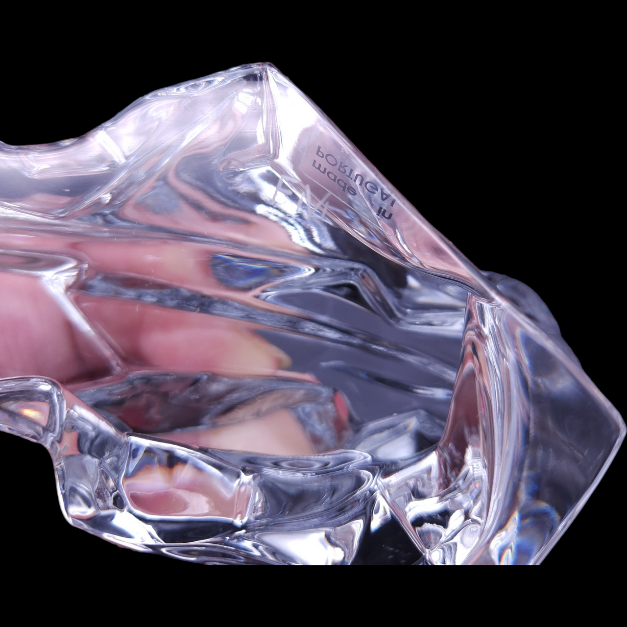 FM Heavy Weight Crystal Solid Wave Bookend Sculpture Set of 2 Portugal