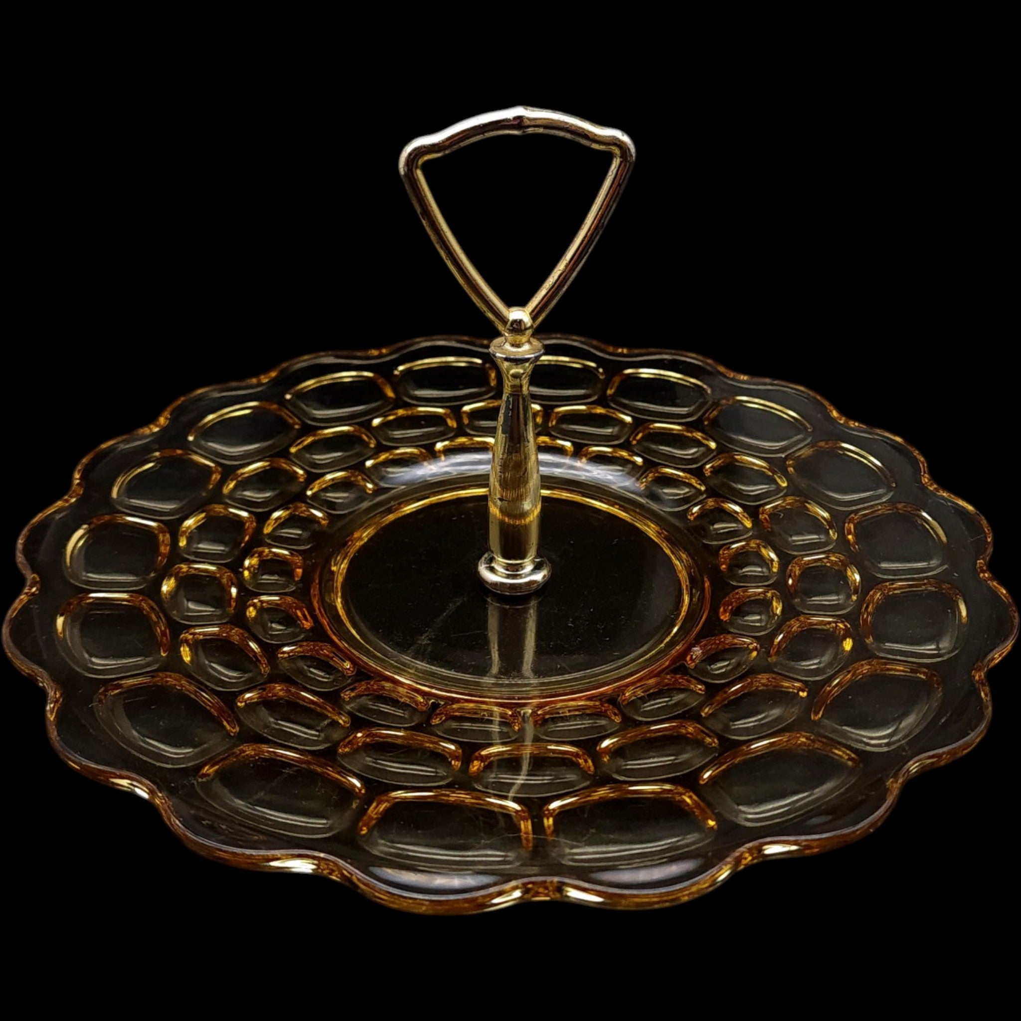 Federal Glass Center Handle Tray Yorktown Gold (Colonial)
