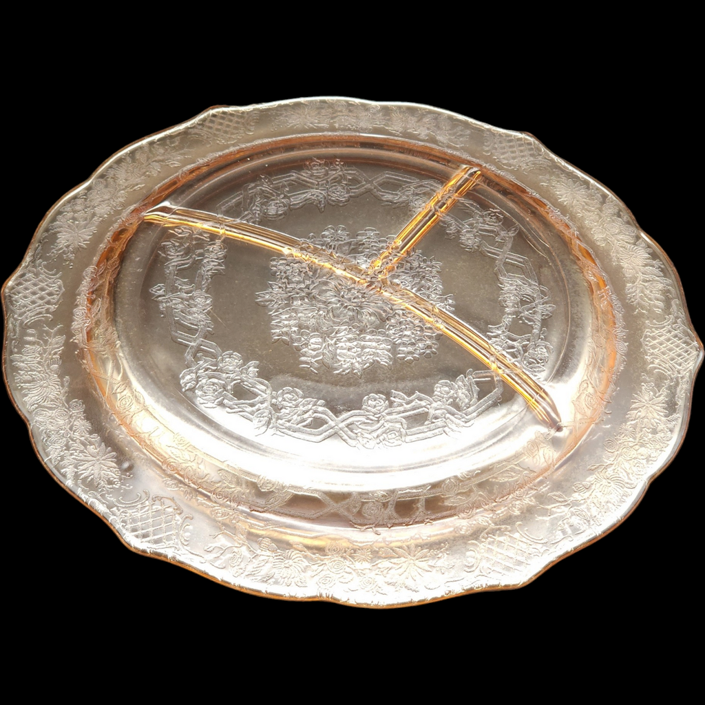 Federal Glass Normandie Iridescent Utility Ware Pressed Glass Grill Plate