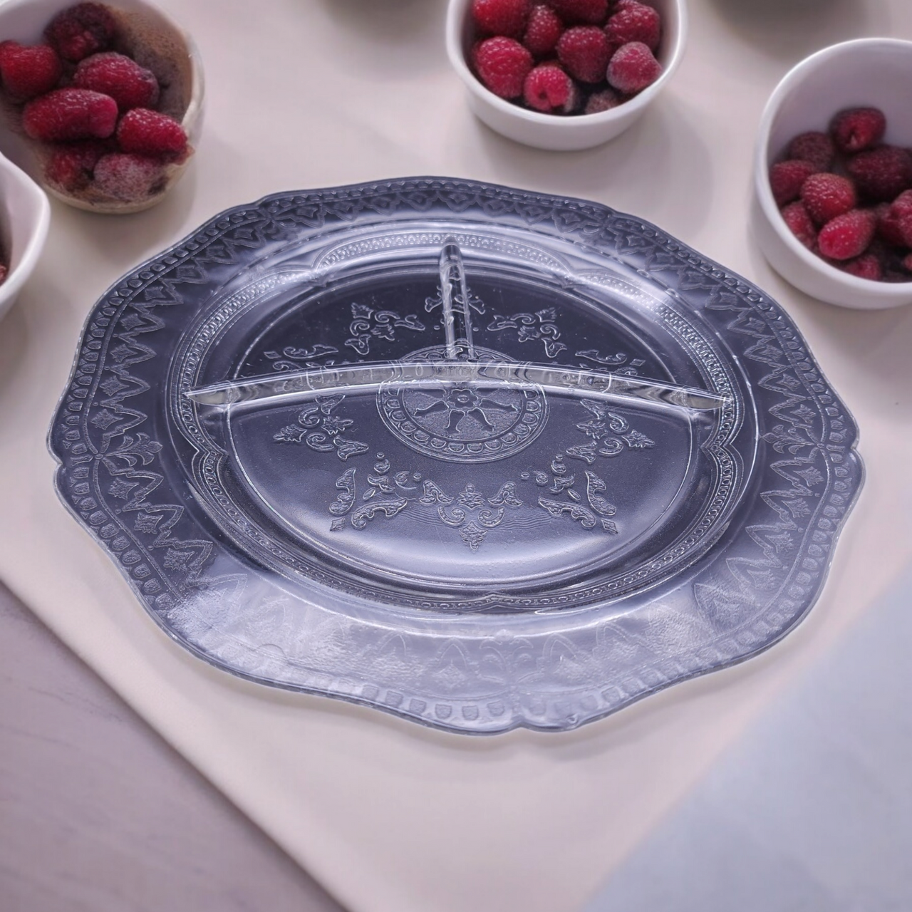 Federal Glass Patrician Clear Utility Ware Pressed Glass  Grill Plate