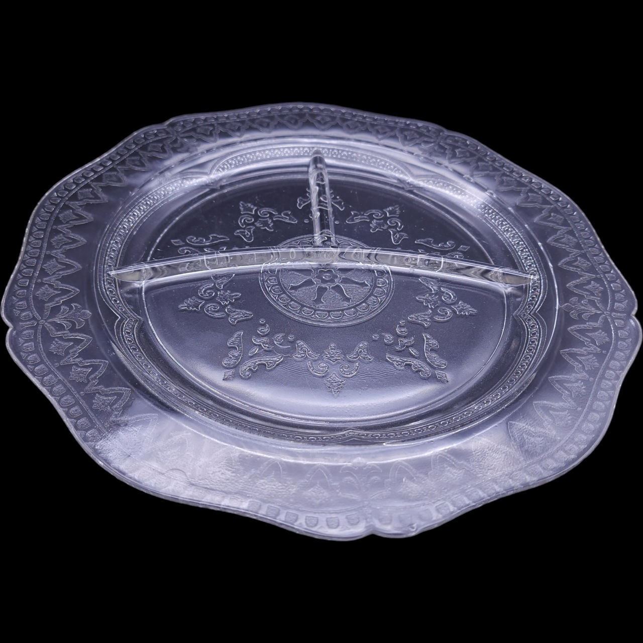 Federal Glass Patrician Clear Utility Ware Pressed Glass  Grill Plate