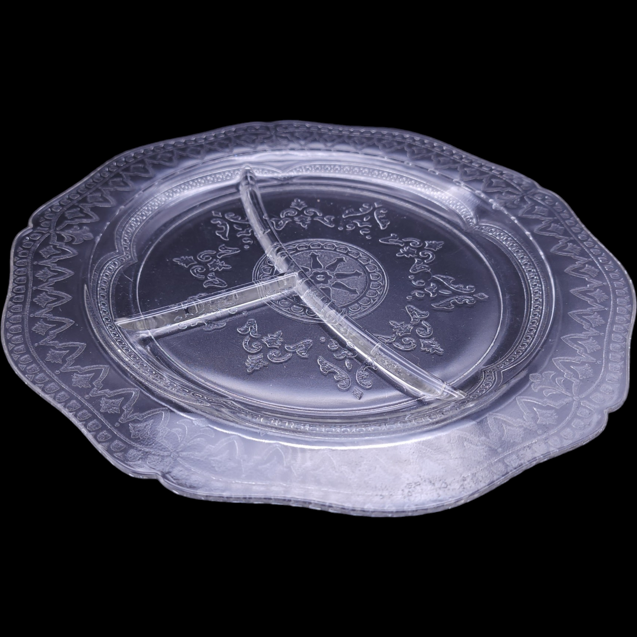 Federal Glass Patrician Clear Utility Ware Pressed Glass  Grill Plate