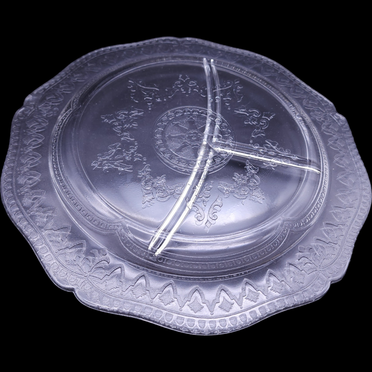 Federal Glass Patrician Clear Utility Ware Pressed Glass  Grill Plate
