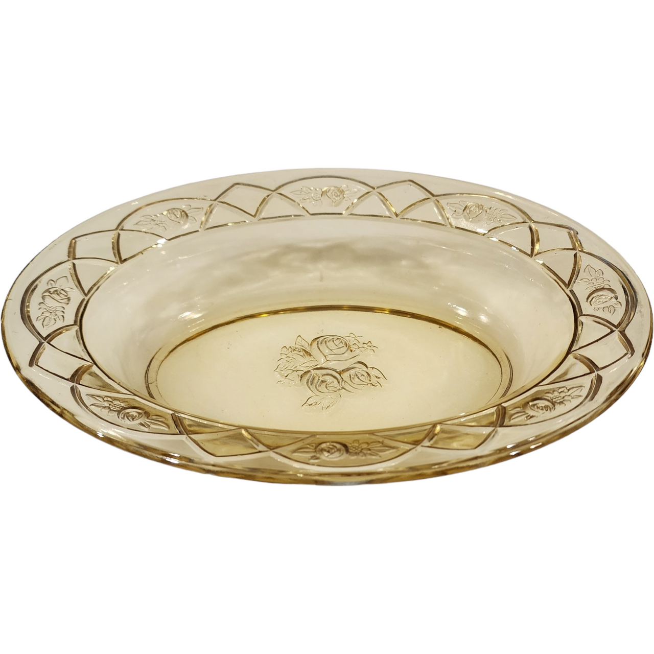 Federal Glass Rosemary Amber Depression Glass Oval Vegetable Bowl