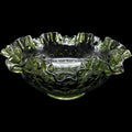 Fenton Colonial Green Thumbprint Ruffled Glass Bowl