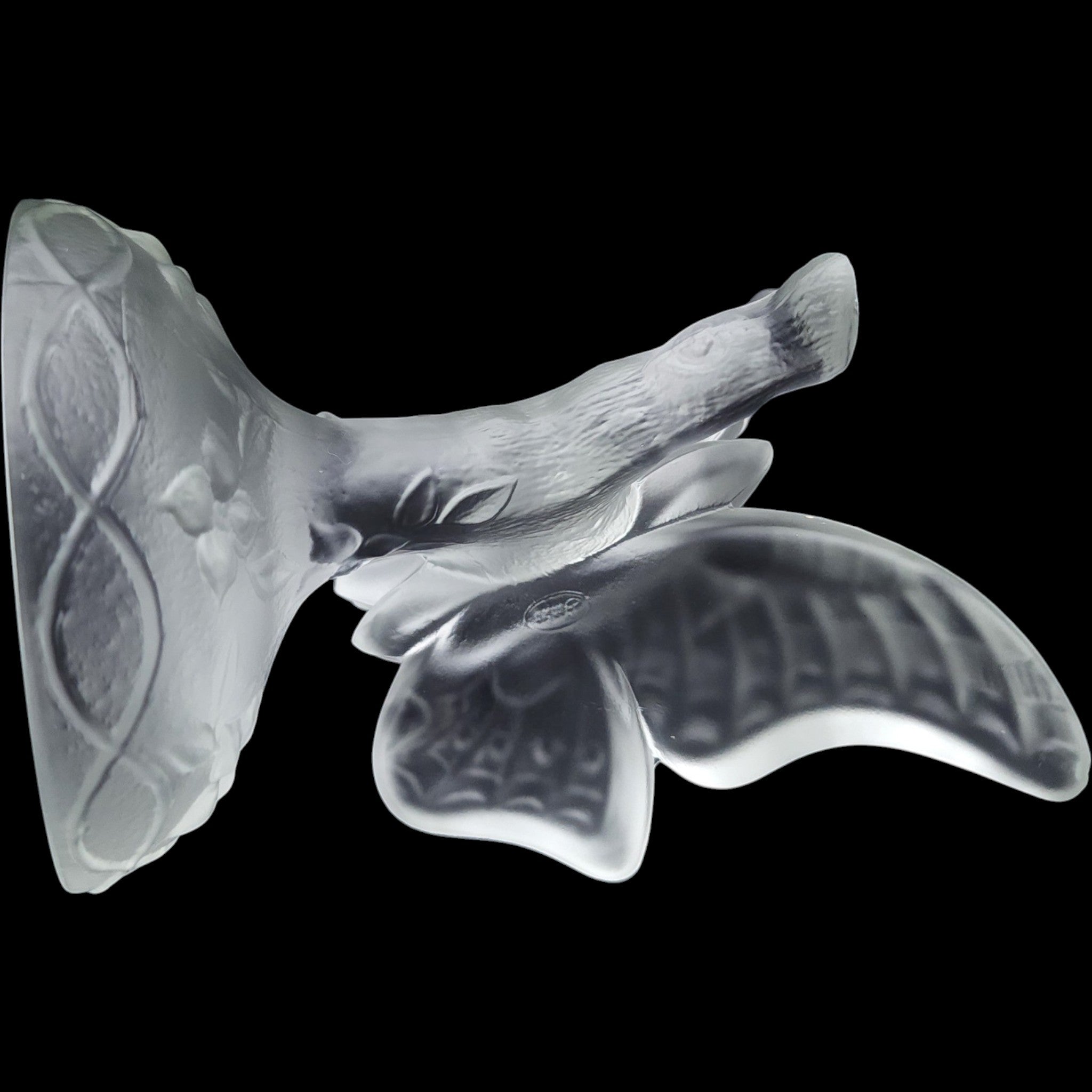 Fenton Frosted Satin Glass Butterfly on Branch Figurine