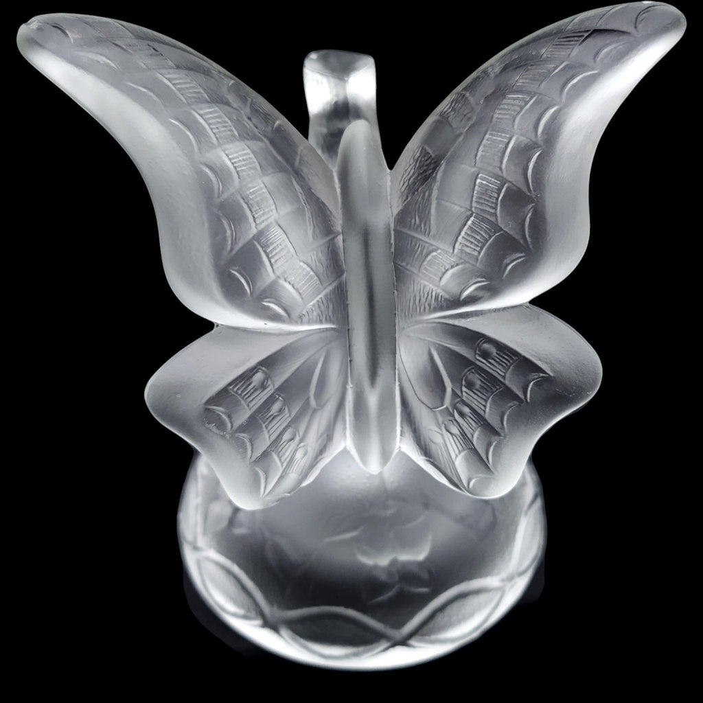 Fenton Frosted Satin Glass Butterfly on Branch Figurine