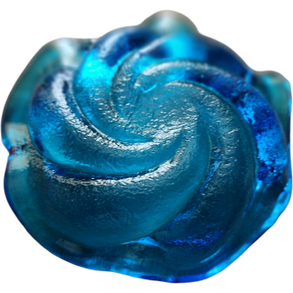 Fenton Bright Aqua Blue Swirl Textured Ashtray Trinket Candy Dish