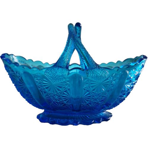 Fenton Daisy & Button Colonial Blue 4 Inch Basket