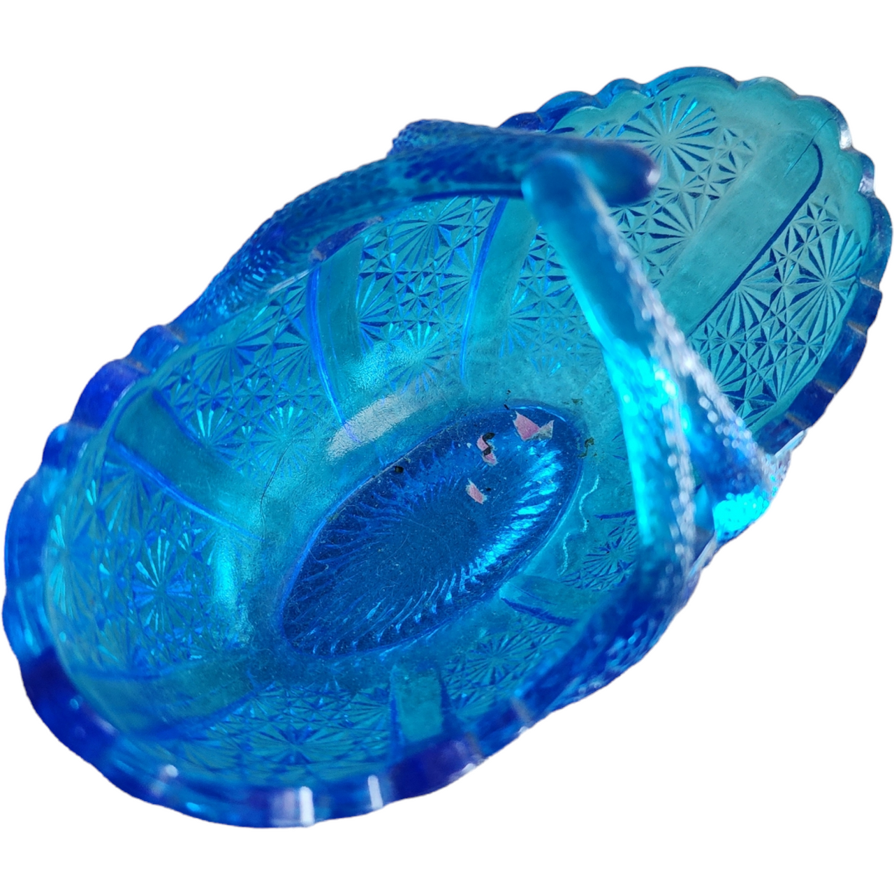 Fenton Daisy & Button Colonial Blue 4 Inch Basket
