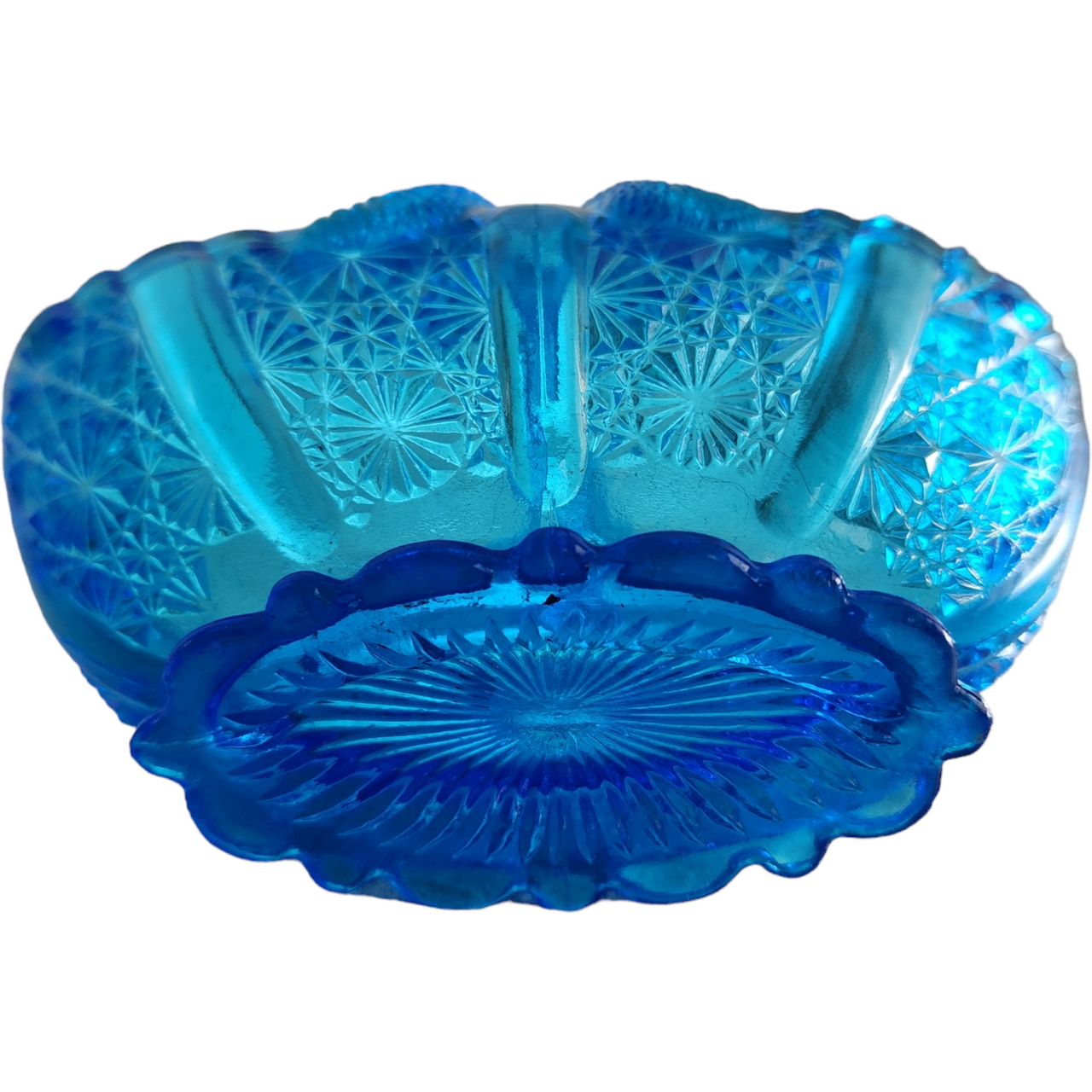 Fenton Daisy & Button Colonial Blue 4 Inch Basket
