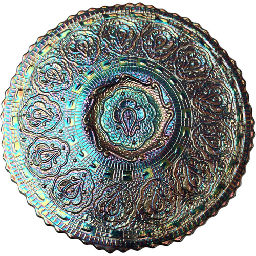 Fenton Dark Amethyst Carnival Original Formula Persian MedallionFooted Plate
